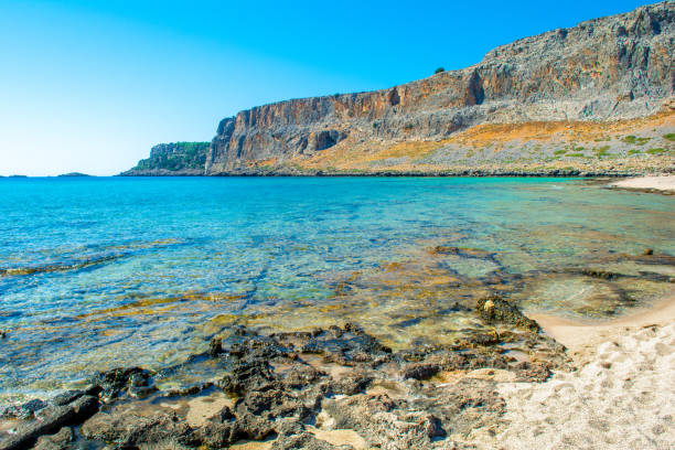 Landscape of the coast of Rhodes island stock photo