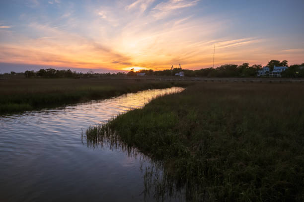 istock Sunset at Shem Creek in Charleston 1487523527