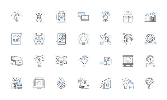 Maneuver outline icons collection. Zigzag, Swerve, Turn, Dodge, Navigate, Evade, Dart vector and illustration concept set. Maneuver,Parallel linear signs and symbols