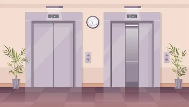 Vector illustration of Elevator doors