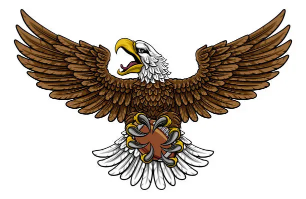 Vector illustration of Bald Eagle Hawk Flying American Football Mascot