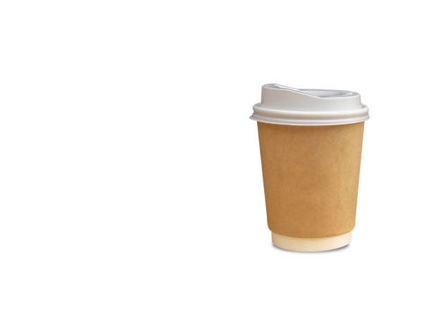 istock Brown takeaway paper coffee cup isolated on white background. 1487527243