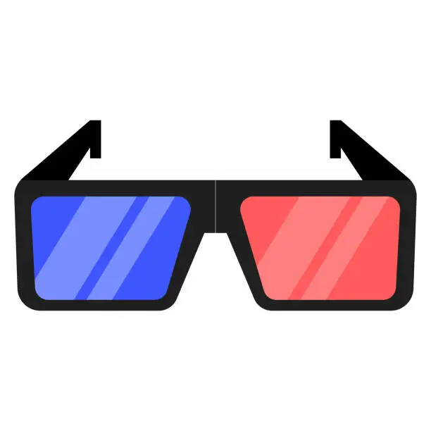 Vector illustration of 3d sunglasses blue and red vector illustration