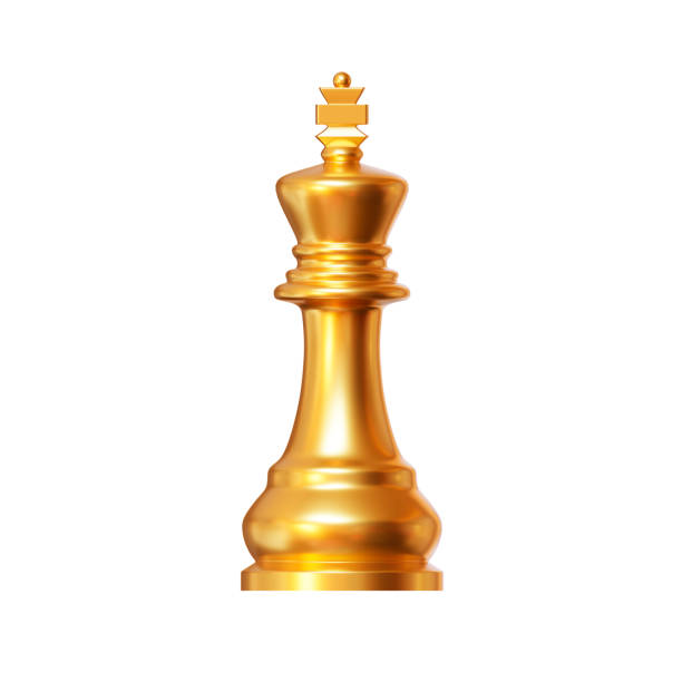 istock 3d gold chess piece king or queen on isolated background. Chess Strategy for Business Leadership and Team Success Concepts. 3d rendering illustration. 1487531302