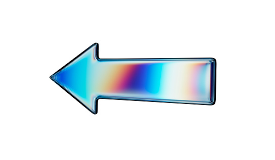 3d metal arrow with dispersion on isolated background. 3d rendering illustration.