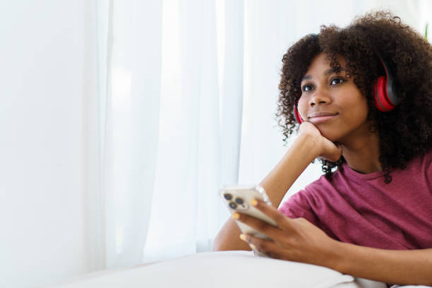 istock Young woman talking with her friend via video call. 1487537033