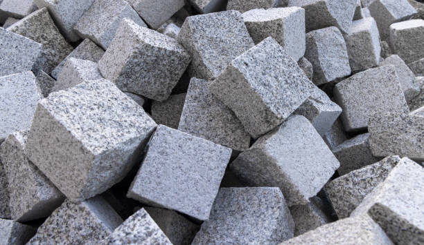 many cobblestones, gray background