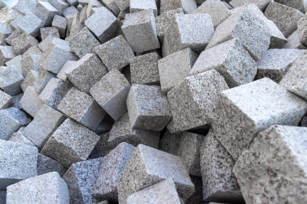 many cobblestones, gray background