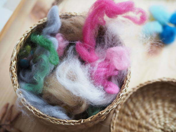 istock basket with a set of colored wool for felting 1487540453