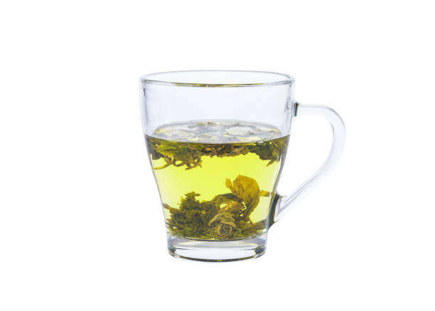 istock Green tea in a transparent glass cup. 1487541911