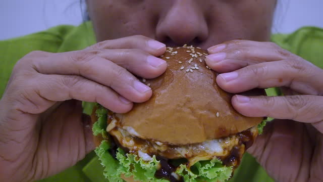 Eat Hamburger Slow Motion