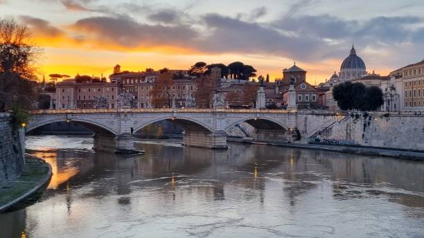 istock Sunset in Rome Italy Tiber River Vatican View 1487543971