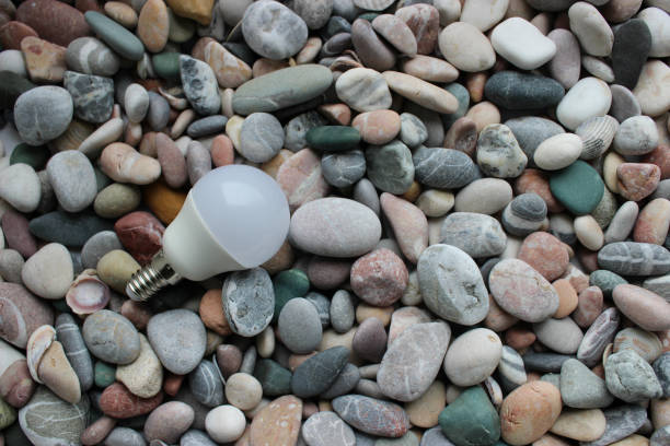 Outdoor lamp on yard lawn for garden lighting in summer park light