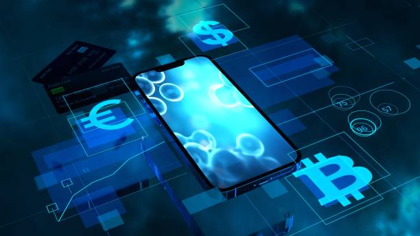 istock Mobile banking concept. Smartphone with bank cards. 1487544348