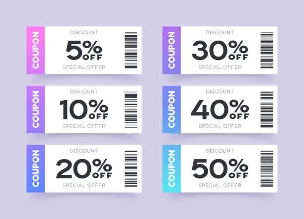 Vector illustration of Discount Coupon Special Offer Certificate Designs