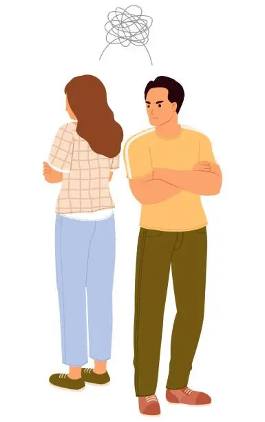 Vector illustration of Family quarrel concept married couple having problem in relationship