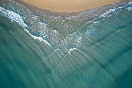 vertical aerial view of the sea undertow
