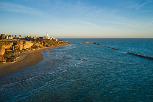 aerial view of the historic beach of anzio