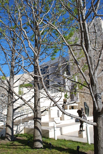 Los Angeles, United States – April 04, 2012: A vertical shot of the the J. Paul Getty Museum