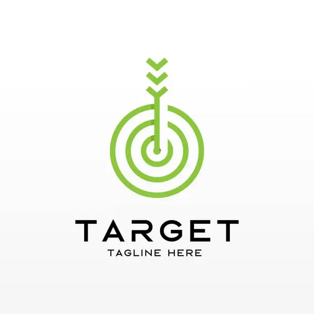 Vector illustration of Arrow right on target logo design template