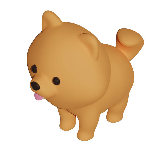 istock Pomeranian dog. Isometric view. 3d rendering 1487567336