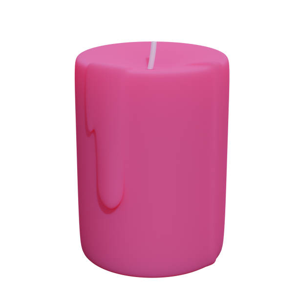istock Pink candle isolated on white background. 3d rendering 1487567504