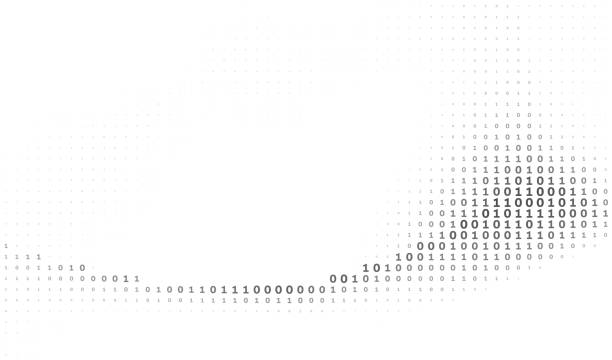 Binary digital line. Vector graphic pattern Abstract binary digital curved line of zeros and ones. Vector graphic pattern light grey color code stock illustrations