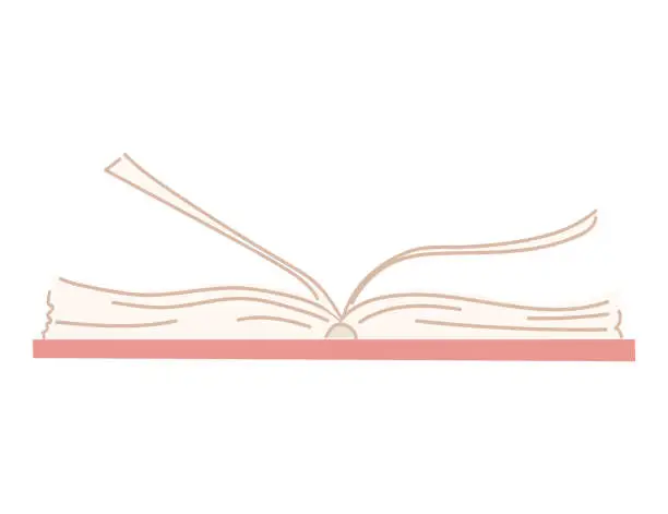 Vector illustration of Cute cartoon style pink opened book.