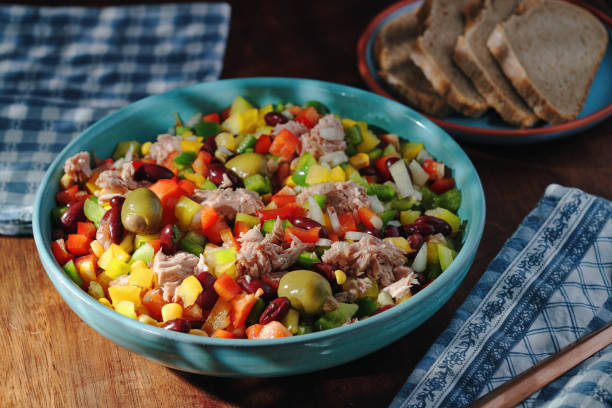 istock Tuna Salad with Bell Pepper, Corn, Onions, Kidney Beans and Olives 1487570302