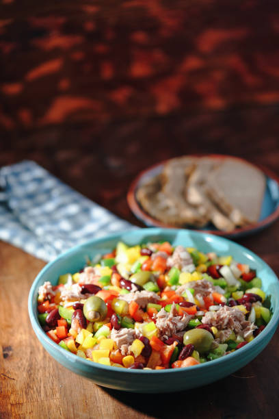 istock Tuna Salad with Bell Pepper, Corn, Onions, Kidney Beans and Olives 1487570314