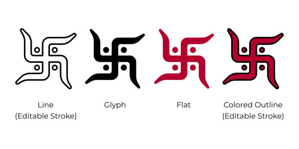 symbol swastyki, zestaw ikon wektora swastyki izolowany na białym tle. - swastyka hinduska stock illustrations