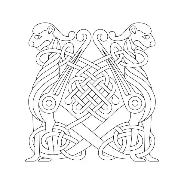 Vector illustration of Winged lions