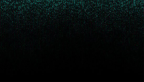 Abstract green digital information data on black background vector illustration