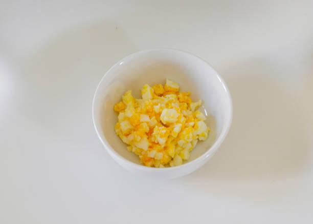 Bowl of mixed boiled egg stock photo