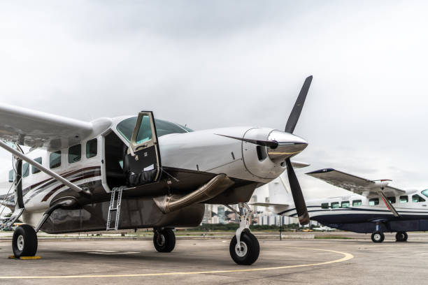 istock Private airplane in the airport hangar 1487578775