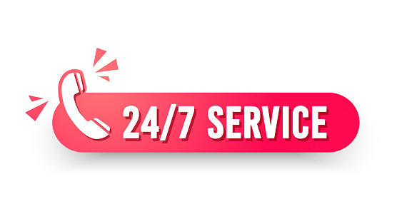 Rounded 24 7 Service Label With Phone Icon