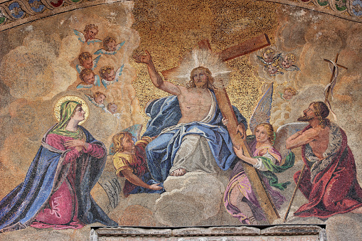 Detail of a mosaic at the entrance of St. Mark's church in Venice