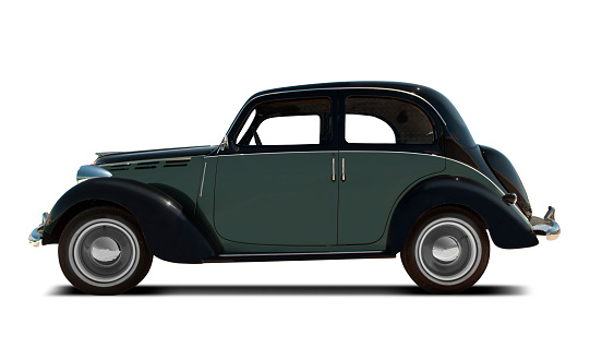Classic car
Black
Italian
1940's
Isolated on white background