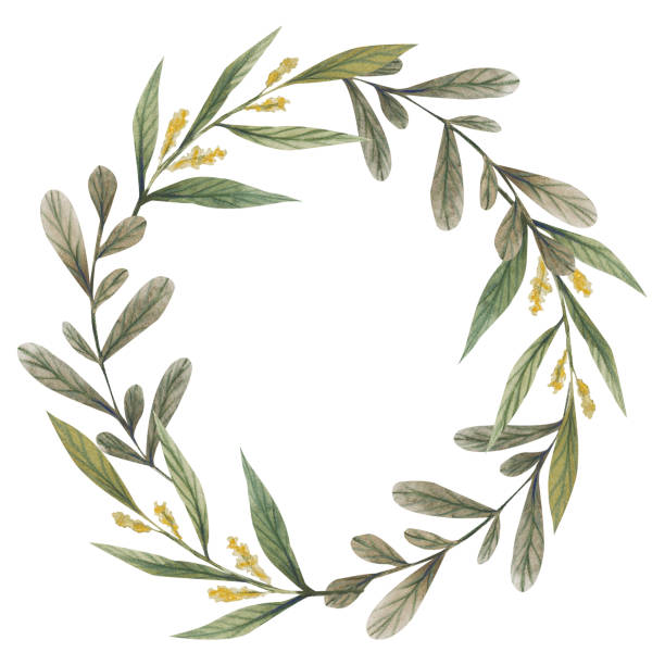 istock Watercolor floral illustration - leaf wreath. Frame for wedding stationary, greetings, wallpapers, fashion, background. 1487594464