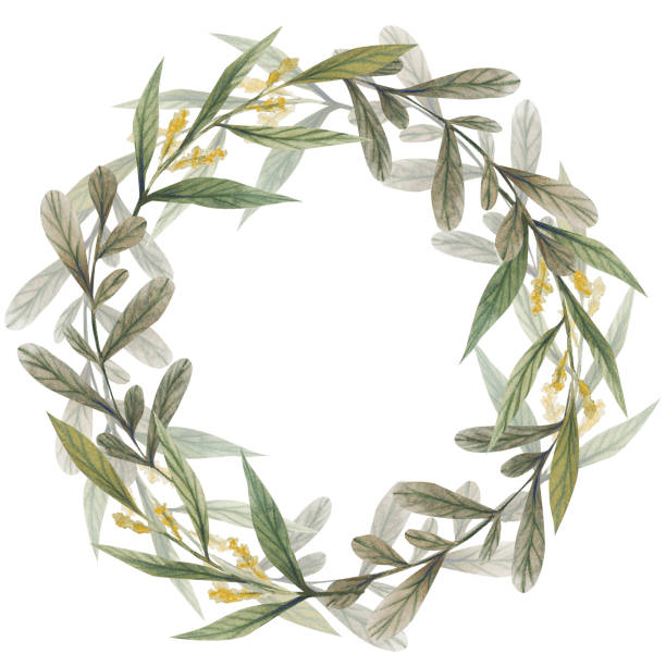 istock Watercolor floral illustration - leaf wreath. Frame for wedding stationary, greetings, wallpapers, fashion, background. 1487594905