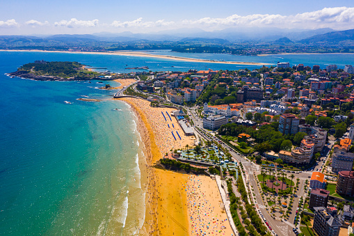 Panoramic aerial view of sea shore of Santander, Cantabria, Spain