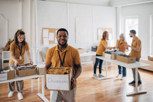 istock Volunteers in charity center 1487595590