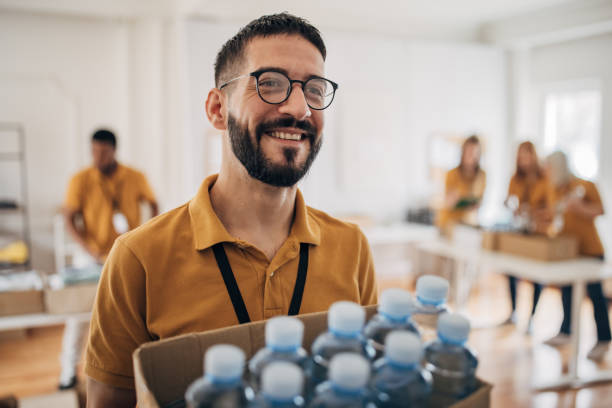 Volunteer working in charity center