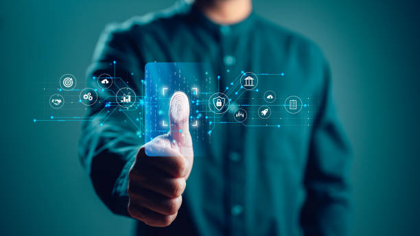 istock business man Fingerprint scanning and biometric authentication, cybersecurity and fingerprint password, future technology and cybernetics. 1487596435
