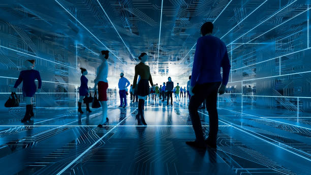 istock Group of people in VR environment 1487606873
