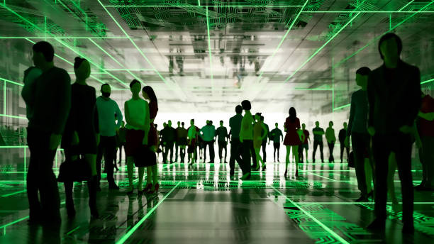 istock Group of people in VR environment 1487606900