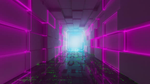 istock Dark futuristic corridor 1487606986