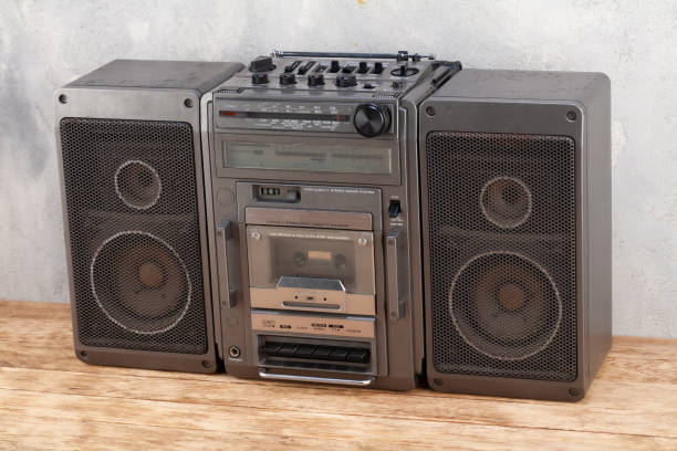 istock Vintage portable stereo boombox cassette recorder 1487610216