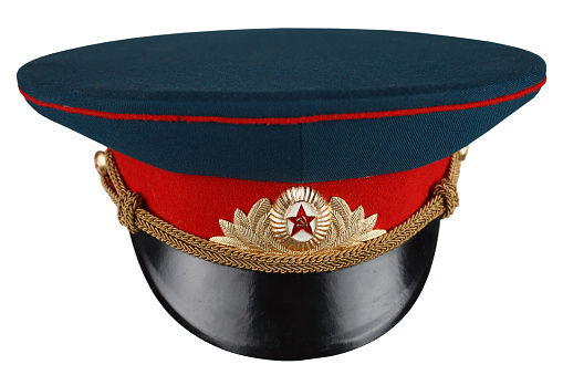 Soviet Army officer peaked cap isolated on white background