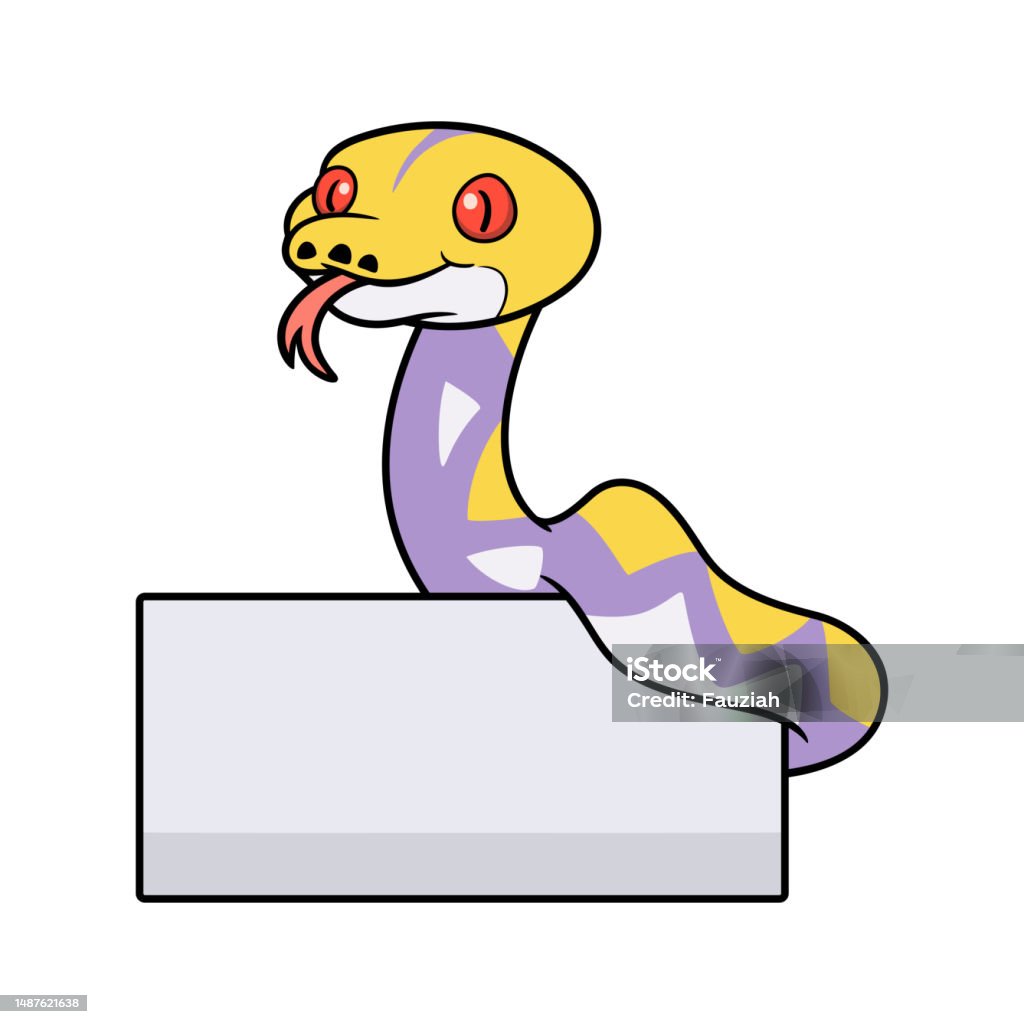 Python Cartoon Behind Glass Cute Lavender Reticulated Python Cartoon With Blank Sign Stock ...